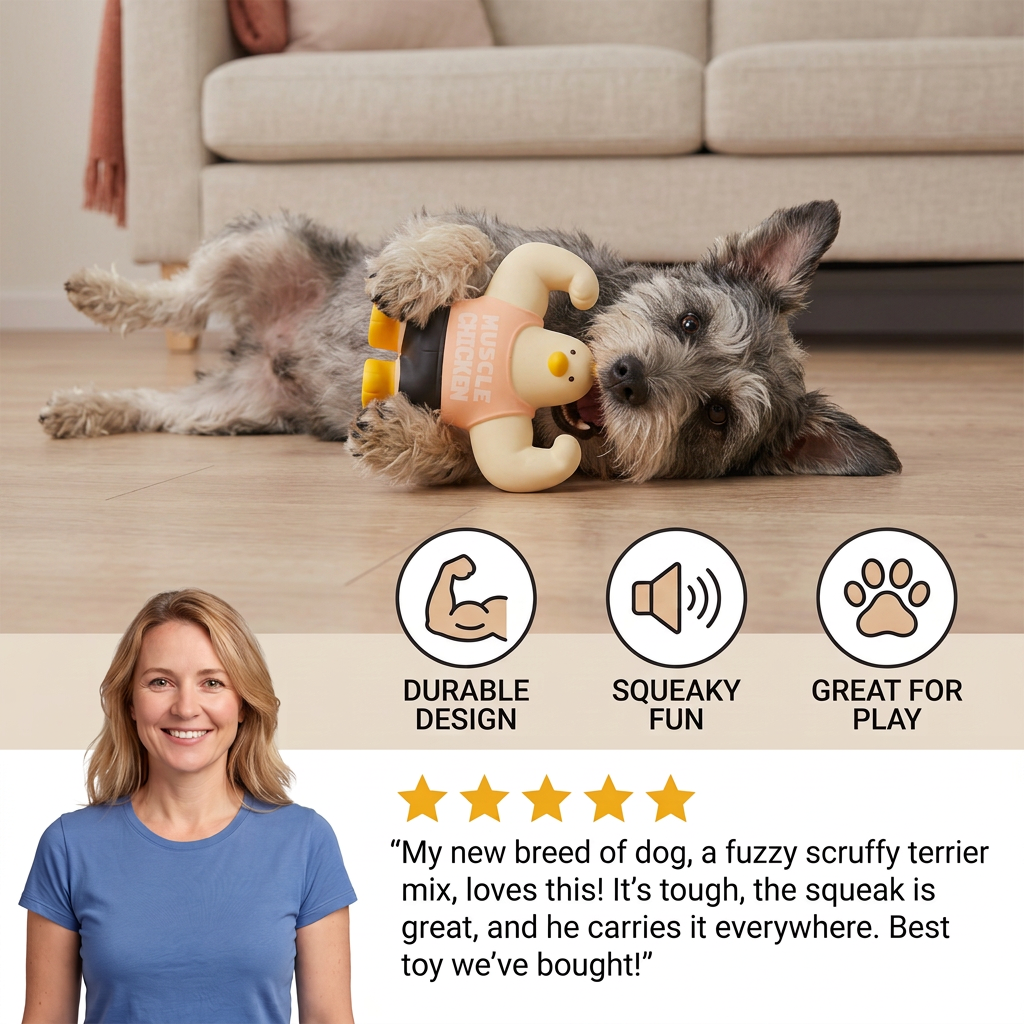 Durable Squeaky Muscle Buddy Dog Toy