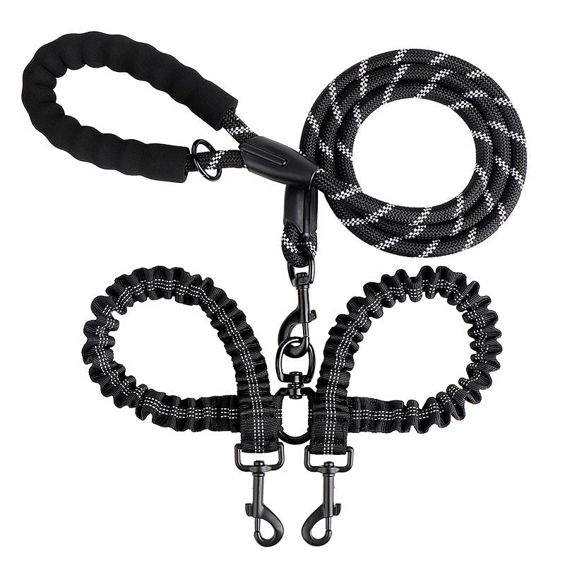 2-in-1 Double Dog Leash with 360° Swivel — Tangle-Free & Shock-Absorbing