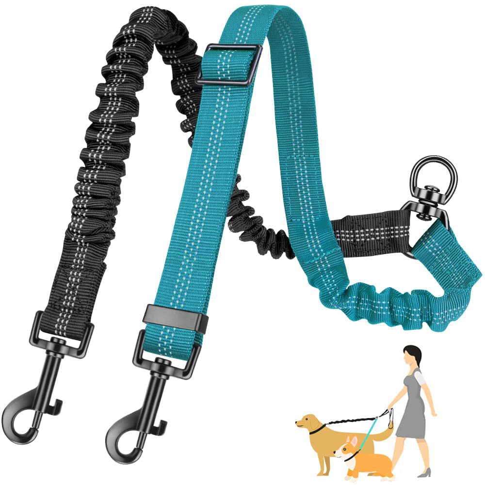 Reflective Adjustable Elastic Dog Leash – Shock-Absorbing & Tangle-Free