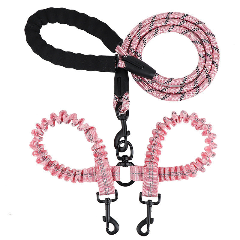 2-in-1 Double Dog Leash with 360° Swivel — Tangle-Free & Shock-Absorbing