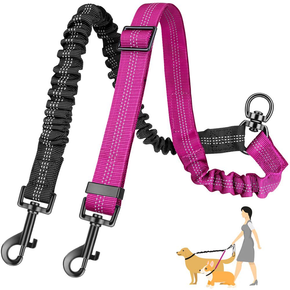 Reflective Adjustable Elastic Dog Leash – Shock-Absorbing & Tangle-Free