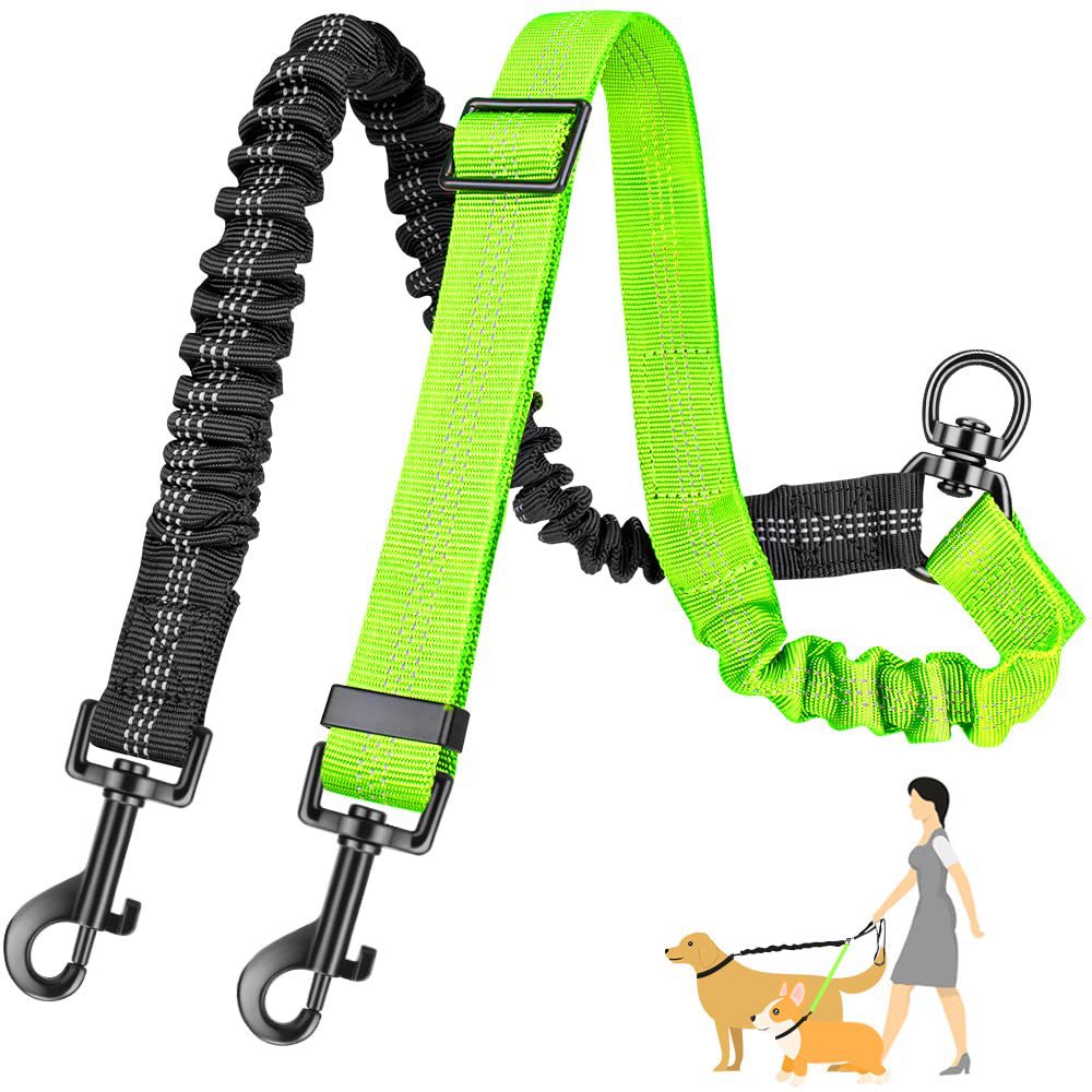 Reflective Adjustable Elastic Dog Leash – Shock-Absorbing & Tangle-Free