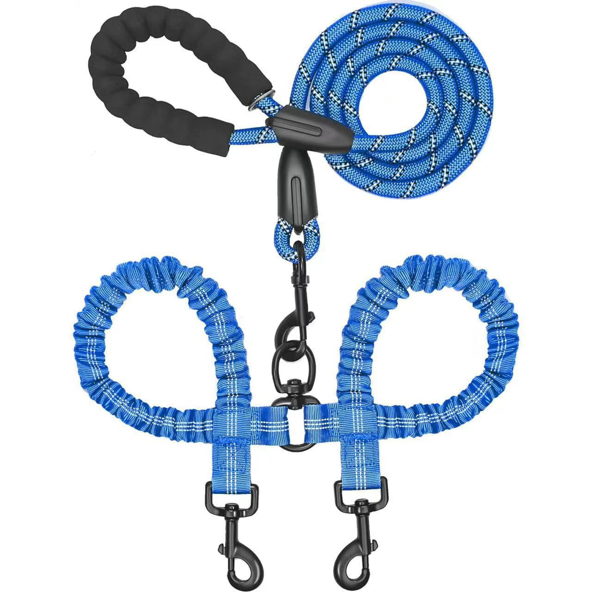 Heavy-Duty Dog Leash with Shock-Absorbing Bungee – Tangle-Free & 360° Swivel Clasp