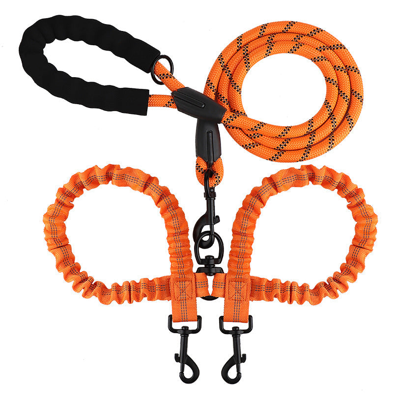 2-in-1 Double Dog Leash with 360° Swivel — Tangle-Free & Shock-Absorbing