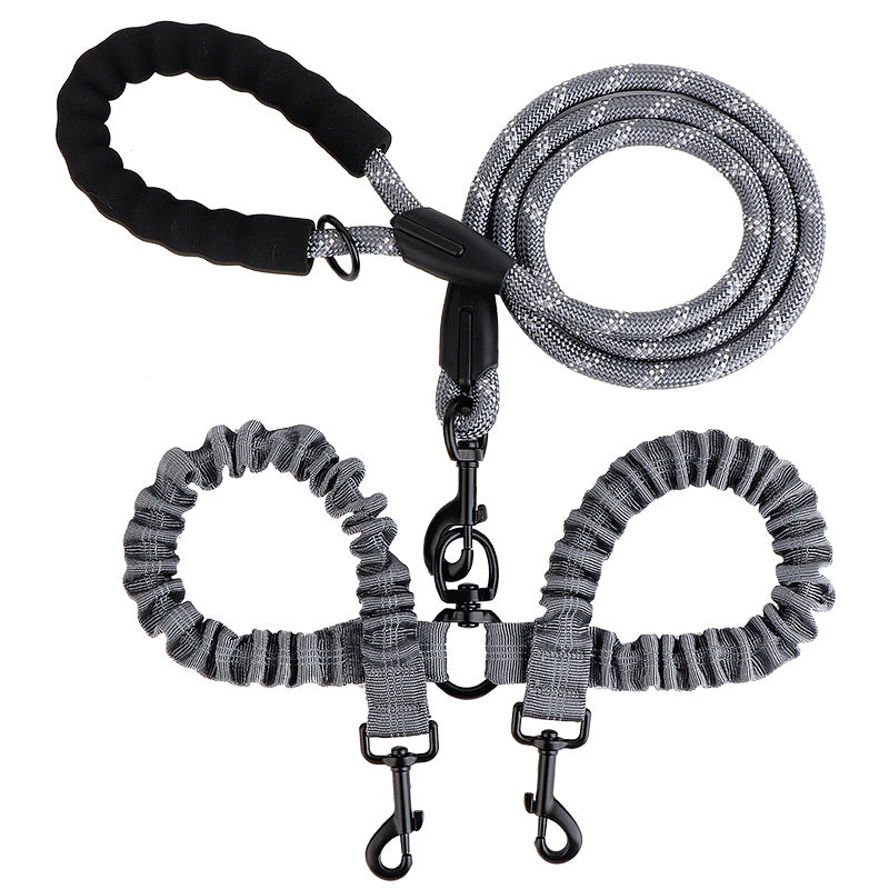 2-in-1 Double Dog Leash with 360° Swivel — Tangle-Free & Shock-Absorbing
