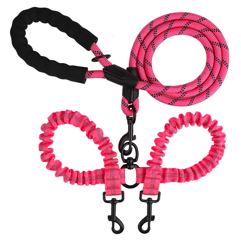 2-in-1 Double Dog Leash with 360° Swivel — Tangle-Free & Shock-Absorbing