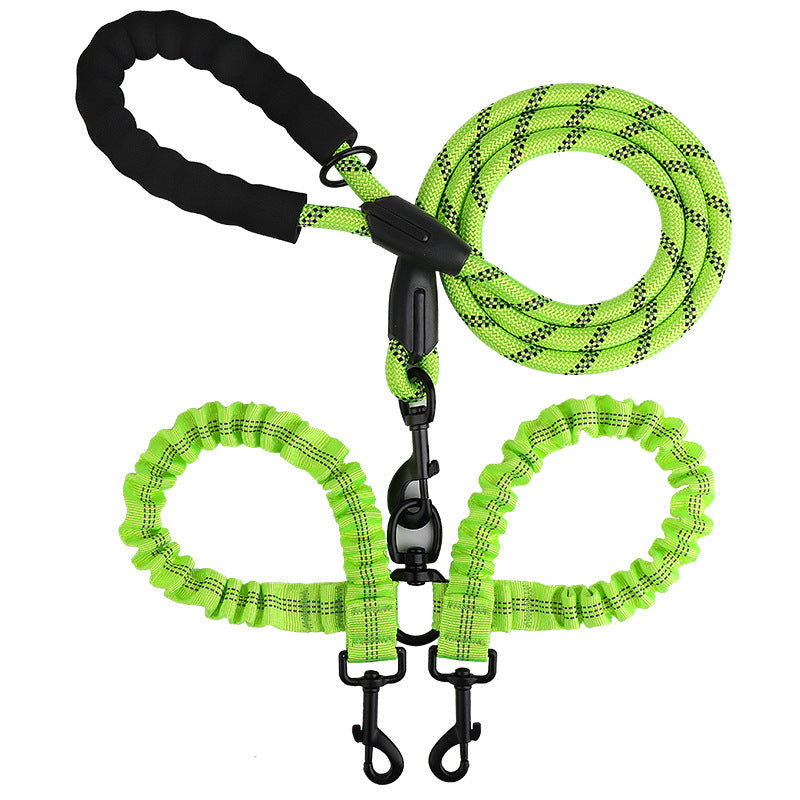 2-in-1 Double Dog Leash with 360° Swivel — Tangle-Free & Shock-Absorbing