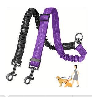 Reflective Adjustable Elastic Dog Leash – Shock-Absorbing & Tangle-Free