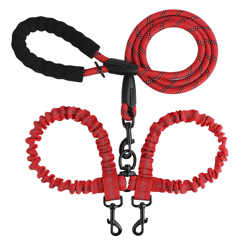 2-in-1 Double Dog Leash with 360° Swivel — Tangle-Free & Shock-Absorbing