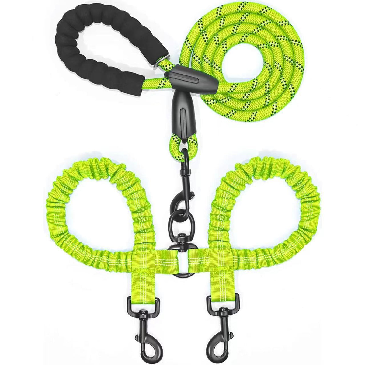 Heavy-Duty Dog Leash with Shock-Absorbing Bungee – Tangle-Free & 360° Swivel Clasp