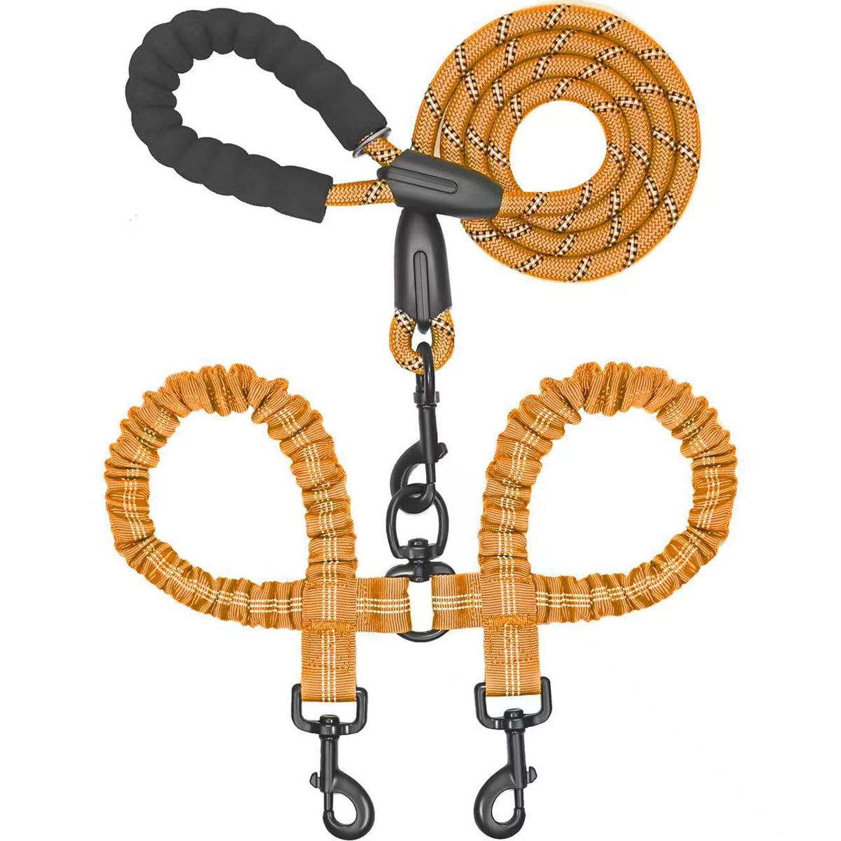 Heavy-Duty Dog Leash with Shock-Absorbing Bungee – Tangle-Free & 360° Swivel Clasp