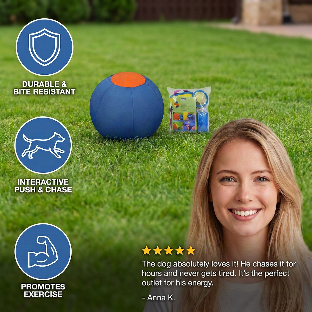 Inflatable Bite-Resistant Herding Ball for Dogs — Interactive Push & Chase Toy for High-Energy Breeds