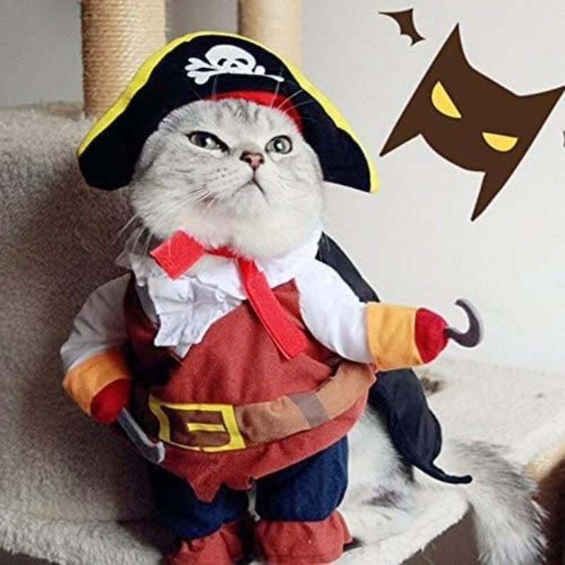 Pirate Pet Costume with Hat for Dogs & Cats – Fun Halloween Dog Outfit & Cat Dress-Up
