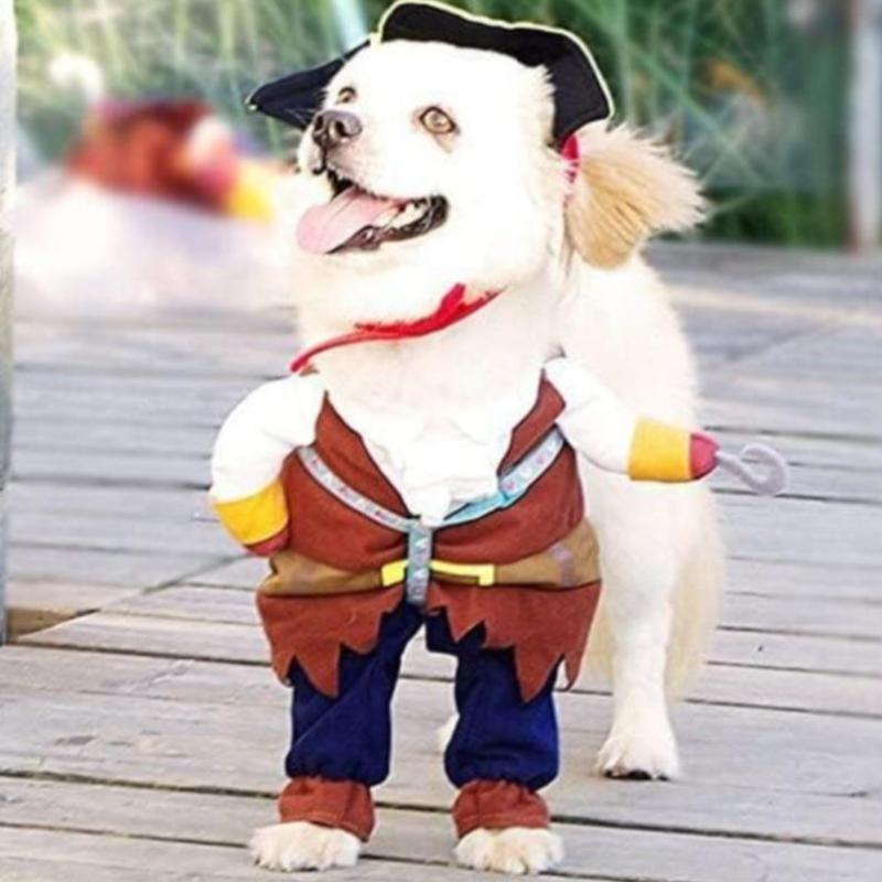 Pirate Pet Costume with Hat for Dogs & Cats – Fun Halloween Dog Outfit & Cat Dress-Up
