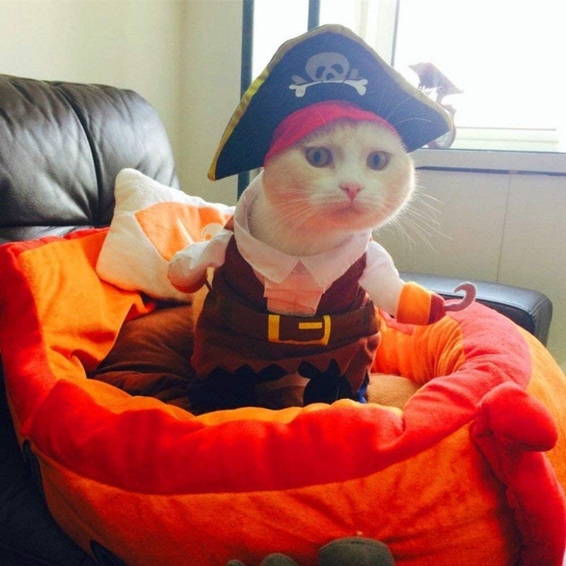 Pirate Pet Costume with Hat for Dogs & Cats – Fun Halloween Dog Outfit & Cat Dress-Up
