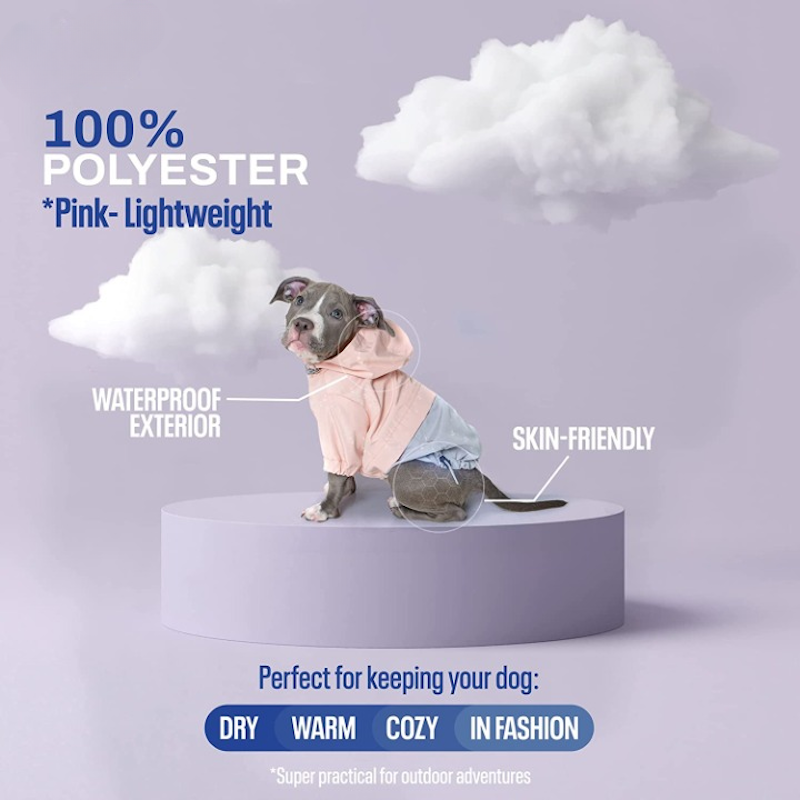 Waterproof Dog Rain Jacket with Hood & Leash Hole – Lightweight, Adjustable Fit for Small to Large Dogs