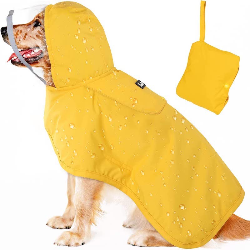 Dog Raincoat with Adjustable Belly Strap & Leash Hole – Reflective Waterproof Rain Jacket for Medium to Large Dogs (Orange, 3XL)