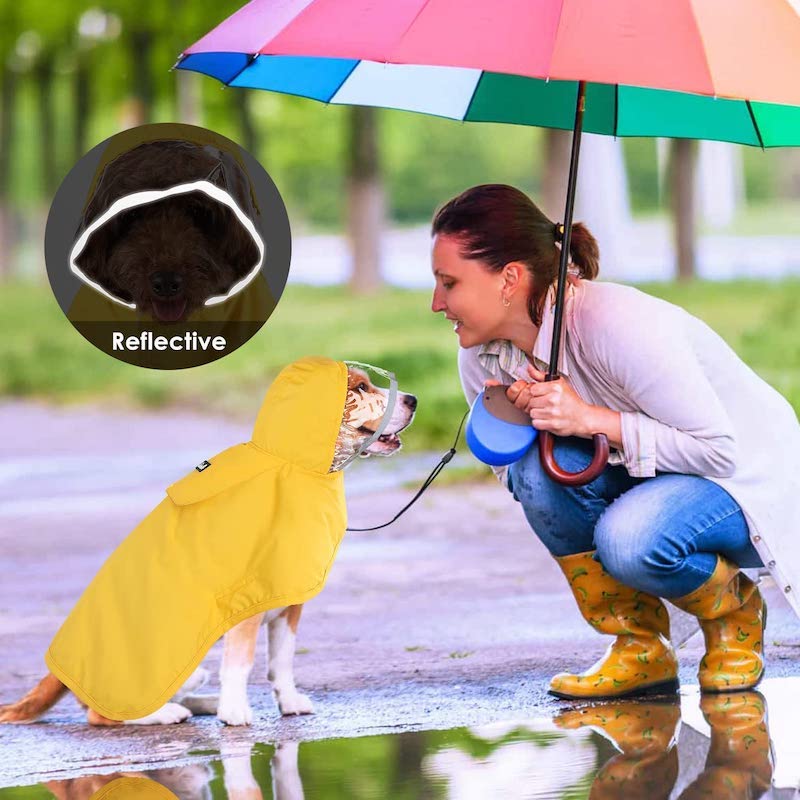 Dog Raincoat with Adjustable Belly Strap & Leash Hole – Reflective Waterproof Rain Jacket for Medium to Large Dogs (Orange, 3XL)