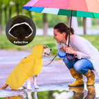 Dog Raincoat with Adjustable Belly Strap & Leash Hole – Reflective Waterproof Rain Jacket for Medium to Large Dogs (Orange, 3XL)