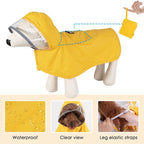 Dog Raincoat with Adjustable Belly Strap & Leash Hole – Reflective Waterproof Rain Jacket for Medium to Large Dogs (Orange, 3XL)