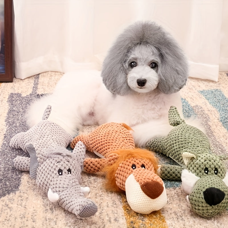 Squeaky Plush Dog Toys for Small & Medium Dogs — Fun Cartoon Animal Chew Toys