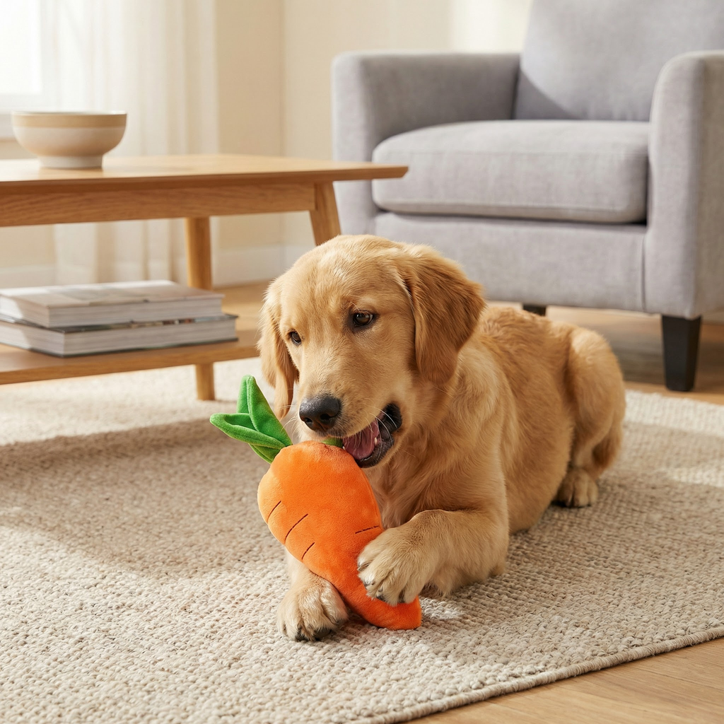 Squeaky Carrot Dog Toy for Stress Relief & Fun Playtime