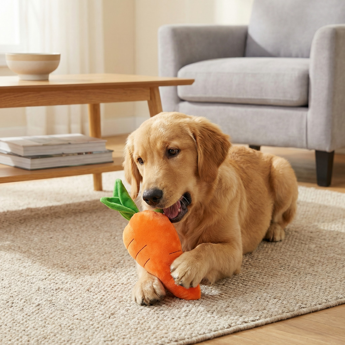 Squeaky Carrot Dog Toy for Stress Relief & Fun Playtime