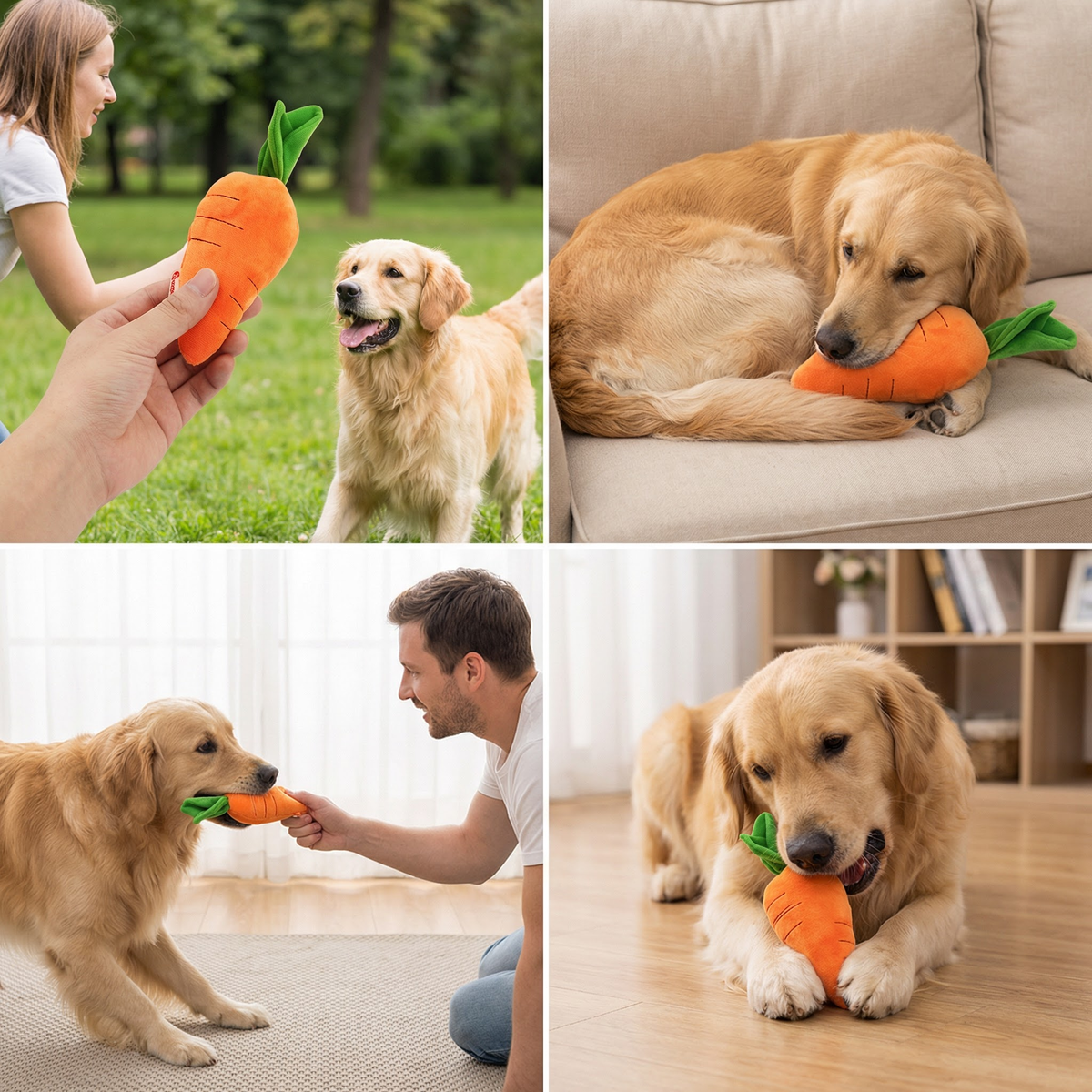 Squeaky Carrot Dog Toy for Stress Relief & Fun Playtime