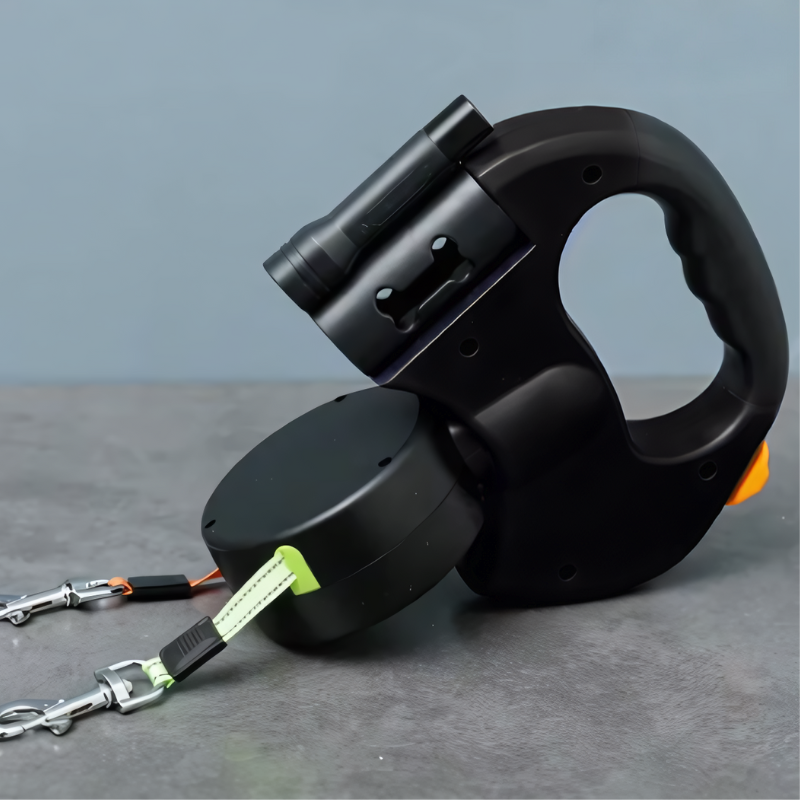 Dual Dog Leash with 360° Tangle-Free Swivel & LED Light