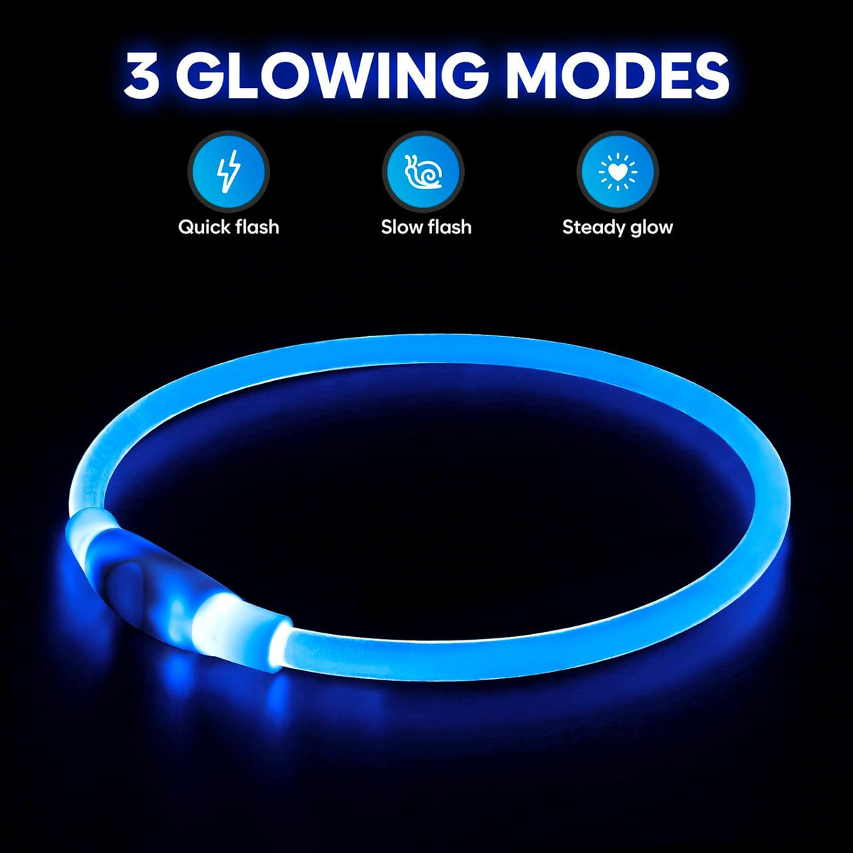 USB-Rechargeable LED Safety Collar for Dogs & Cats – 360° Glow, Adjustable, 3 Flash Modes