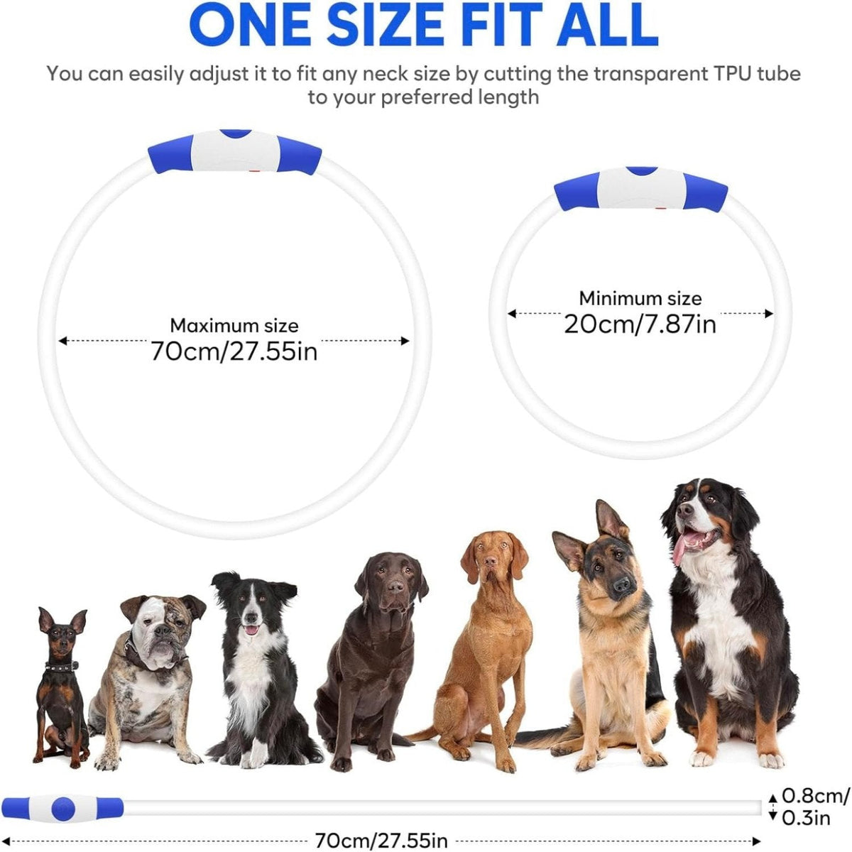USB-Rechargeable LED Safety Collar for Dogs & Cats – 360° Glow, Adjustable, 3 Flash Modes