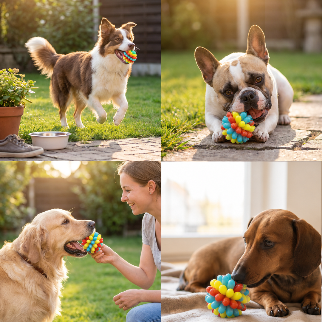 Colorful Bumpy Dog Chew Ball – Fun, Durable Toy for Chewing & Play