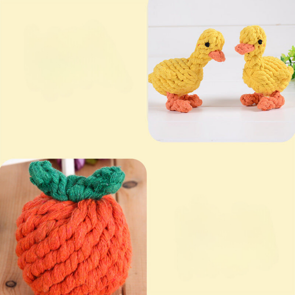 Durable Dog Chew & Tug Toy Set — Cotton Rope Duck Toy for Teething, Dental Health & Fun