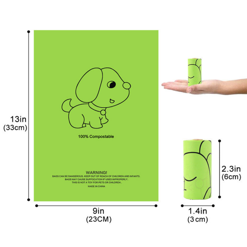 120 Biodegradable Poop Bags with Clip-On Dispenser for Dogs