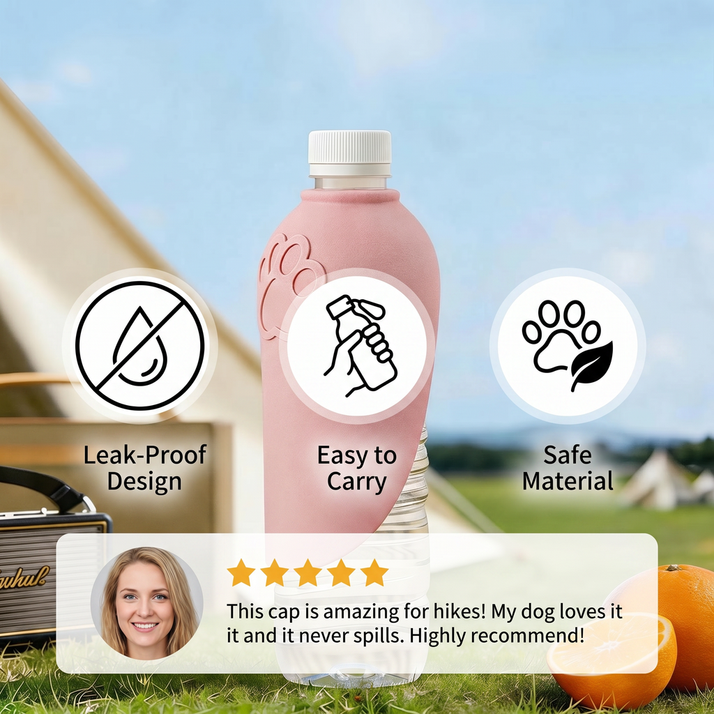 Silicone Dog Drinking Cap – Portable Bottle Top Bowl for On-the-Go Hydration