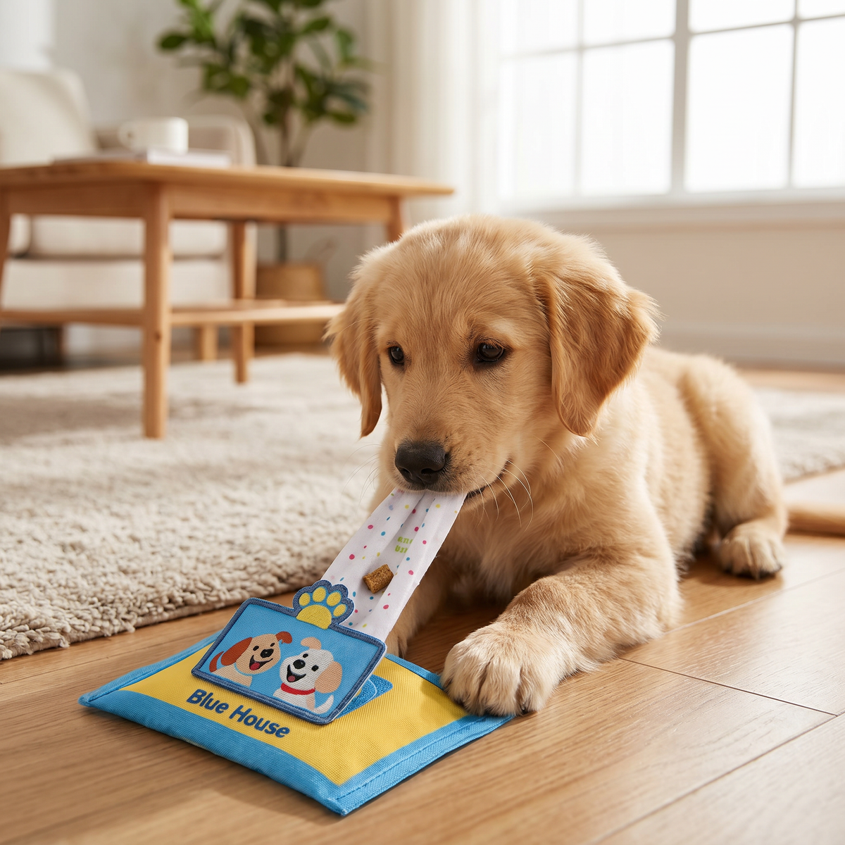 Durable Wet Wipe Snuffle Toy for Dogs – Squeaky Nosework Puzzle with Hidden Treat Pockets