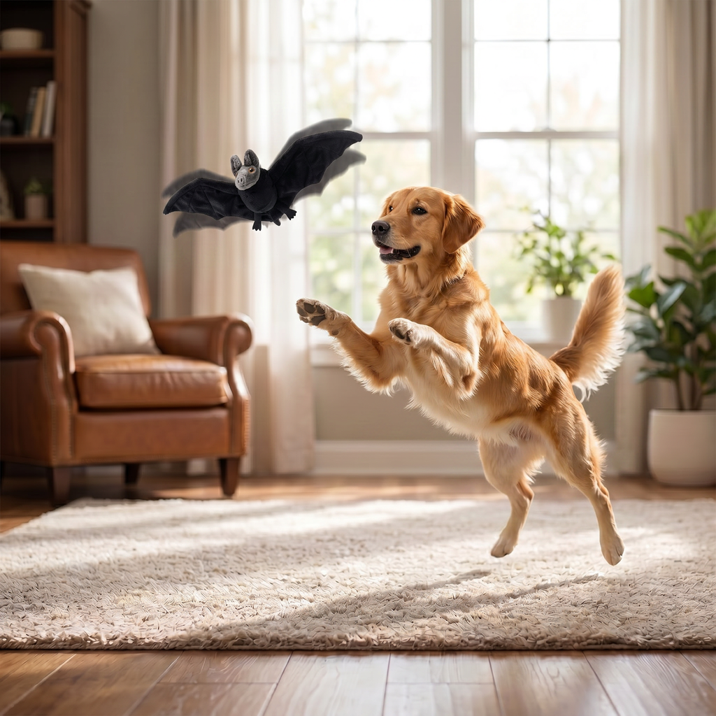 Touch-Activated Flapping Bat Dog Toy with Catnip