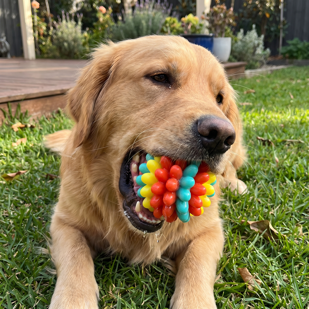 Colorful Bumpy Dog Chew Ball – Fun, Durable Toy for Chewing & Play