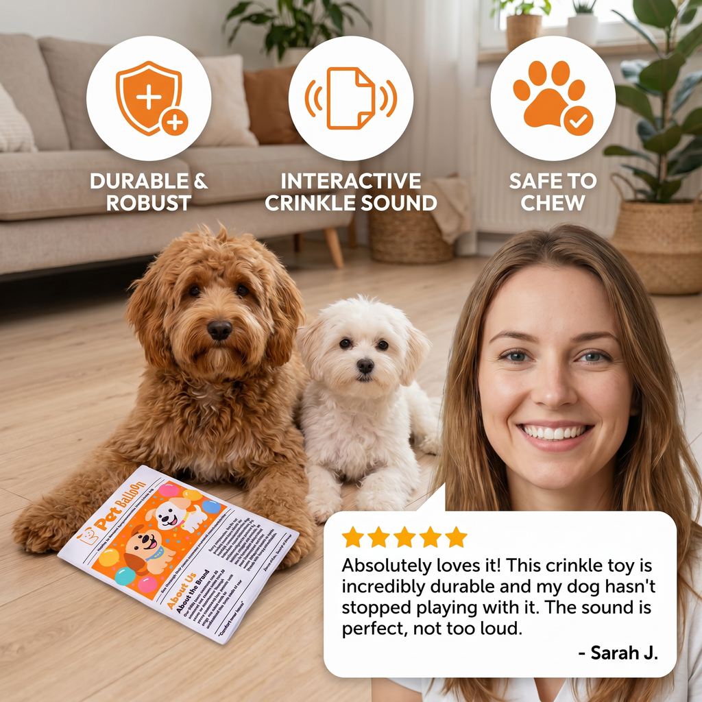 Durable Crinkle Newspaper Dog Toy – Interactive Chew Toy with Satisfying Rustle Sound
