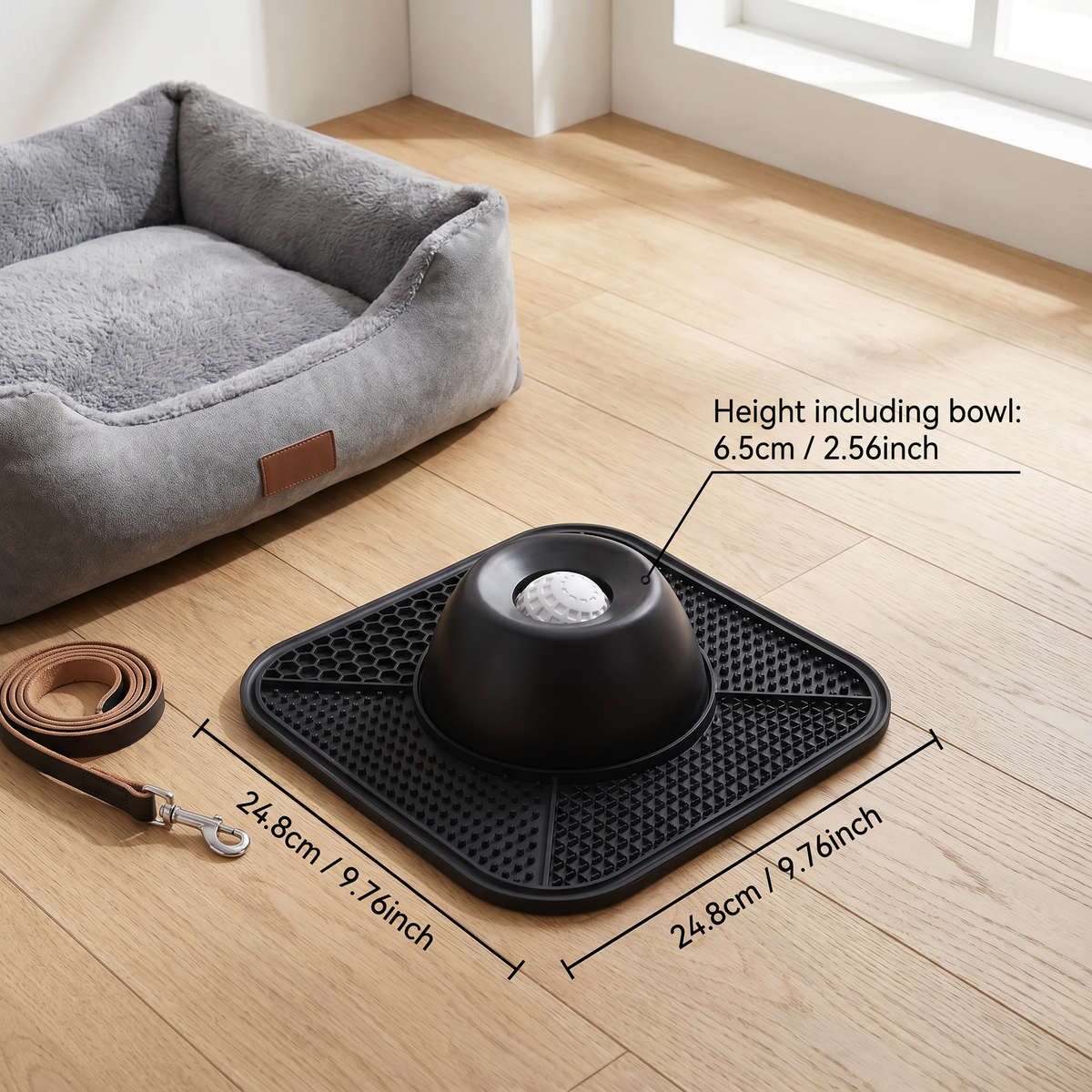 2-in-1 Slow Feeder Dog Bowl with Removable Lick Mat