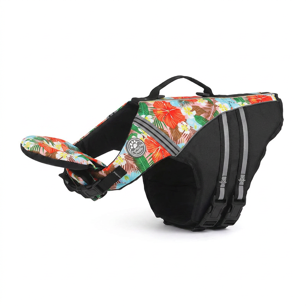 Dog Safety Swim Vest with Rescue Handle – Bright, Adjustable, Buoyant