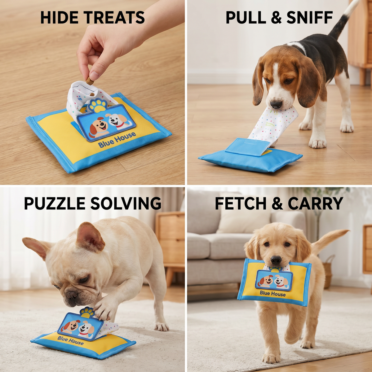 Durable Wet Wipe Snuffle Toy for Dogs – Squeaky Nosework Puzzle with Hidden Treat Pockets