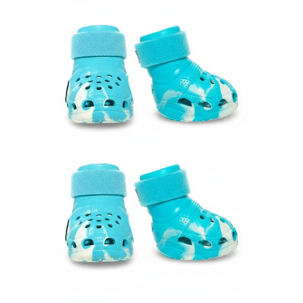 Pack of 4 Adjustable Dog Shoes — Lightweight Clog-Style Paw Protection for Walks & Outdoor Adventures
