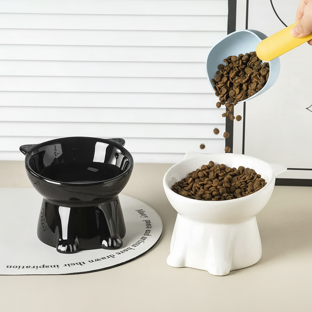 Elevated Tilt Pet Feeding Bowl – 15° Angled Stand for Cats & Dogs