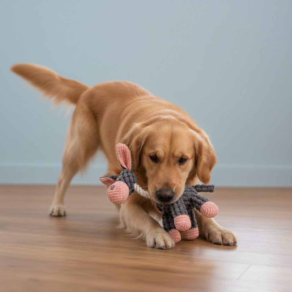 Chew-Resistant Squeaky Donkey Plush Toy for Dogs – Durable Soft Toy with Sound & Tug Support