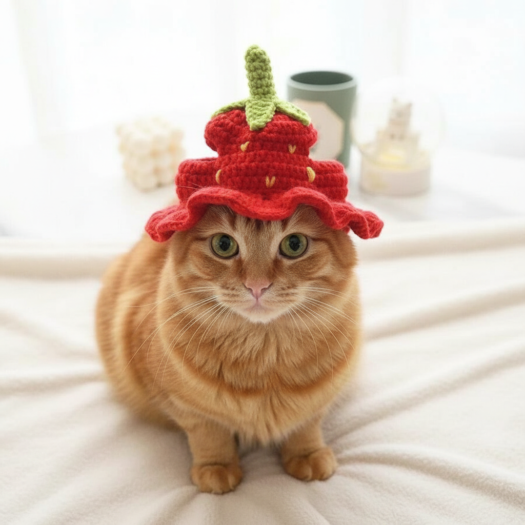 Hand-Knitted Botanical Animal Pet Hat – Cute Knit Animal-Themed Accessory for Dogs & Cats
