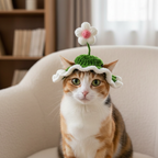 Hand-Knitted Botanical Animal Pet Hat – Cute Knit Animal-Themed Accessory for Dogs & Cats