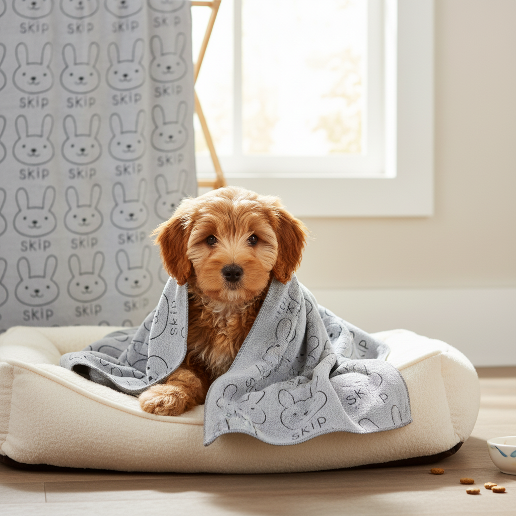 Absorbent Microfiber Pet Towel – Paw or Rabbit Print, Quick-Dry & Soft