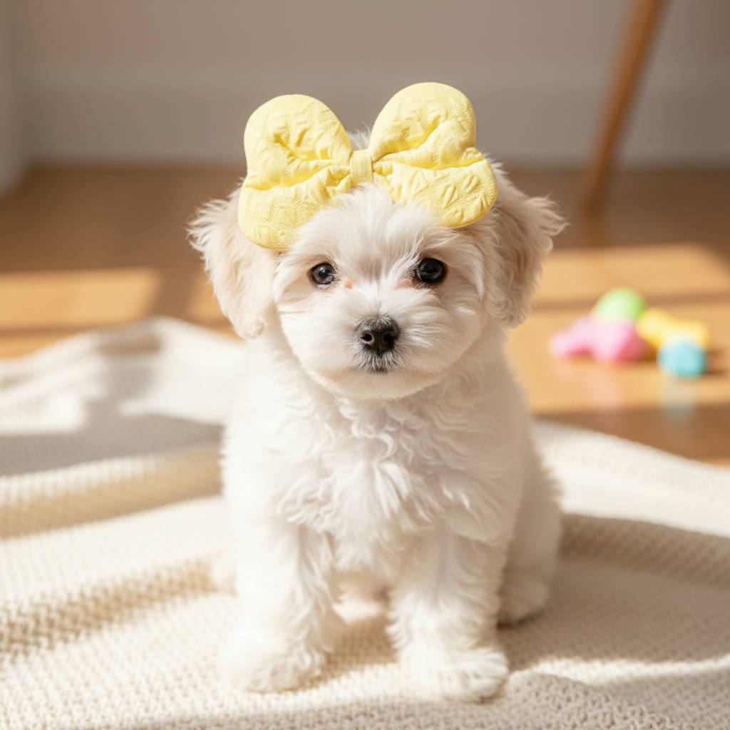 Soft Quilted Bow Headband for Dogs – Stretchy Elastic Band for Small Breeds