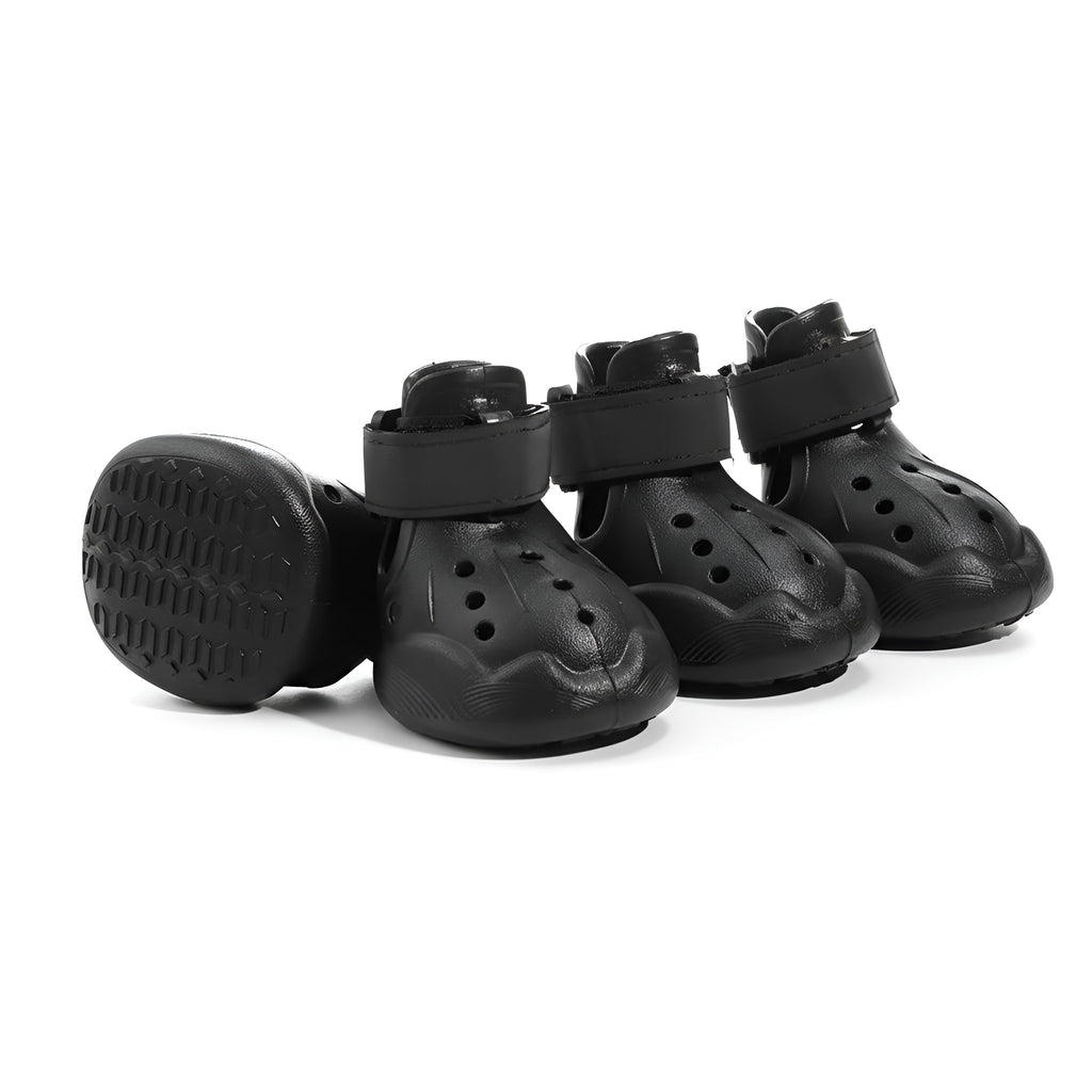 Pack of 4 Adjustable Dog Shoes — Lightweight Clog-Style Paw Protection for Walks & Outdoor Adventures